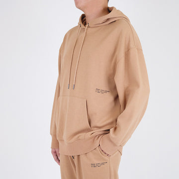 Men Printed Oversized Hoodie - Latte - SM2212157B