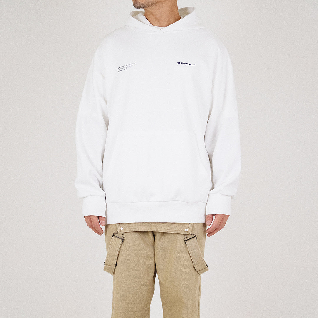 Men Printed Oversized Hoodie - Off White - SM2212163A