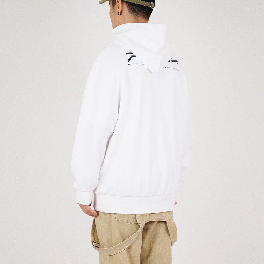 Men Printed Oversized Hoodie - Off White - SM2212163A