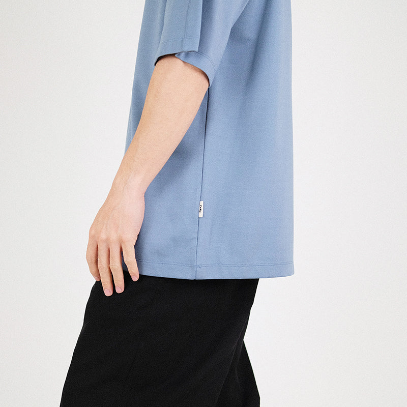 Men Printed Oversized Top - Dusty Blue - SM2301005B