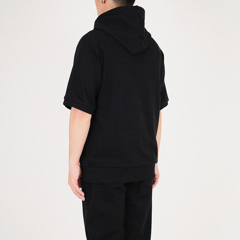 Men Raglan Sleeve Hoodie - Black - SM2301009C