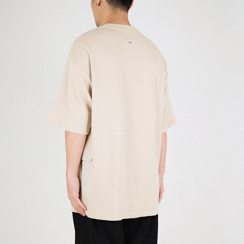 Men Oversized Combined Top - Beige - SM2302018B