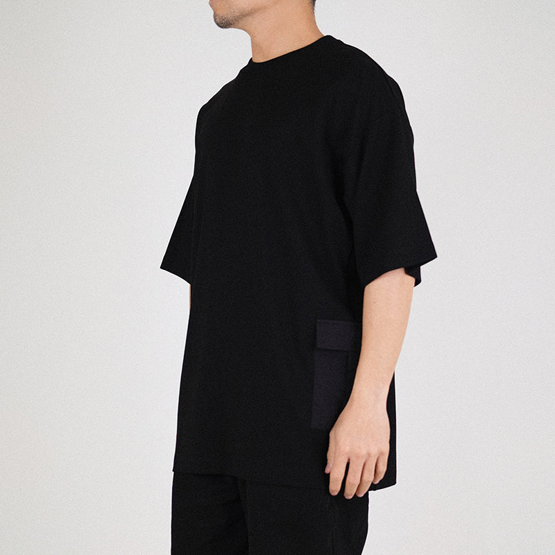 Men Oversized Combined Top - Black - SM2302018D