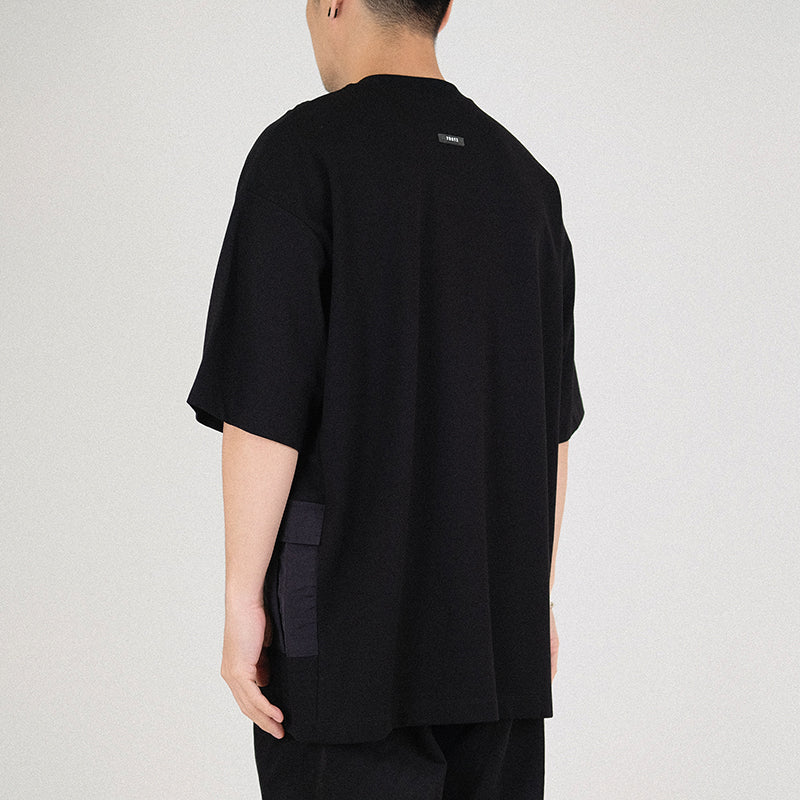 Men Oversized Combined Top - Black - SM2302018D