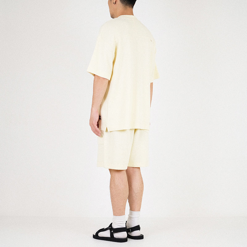 Men Oversized Top - Light Yellow - SM2302019B