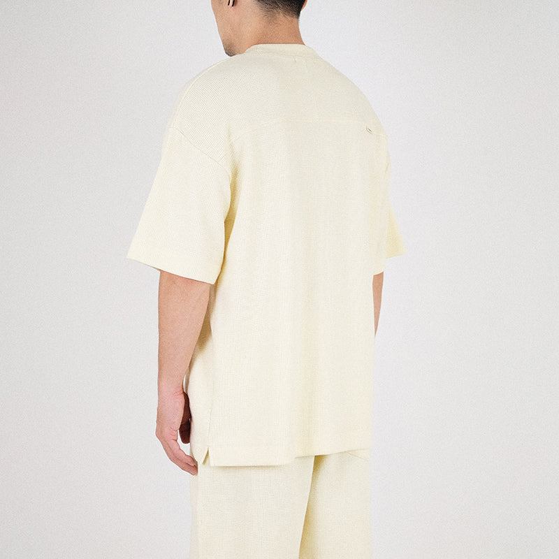 Men Oversized Top - Light Yellow - SM2302019B