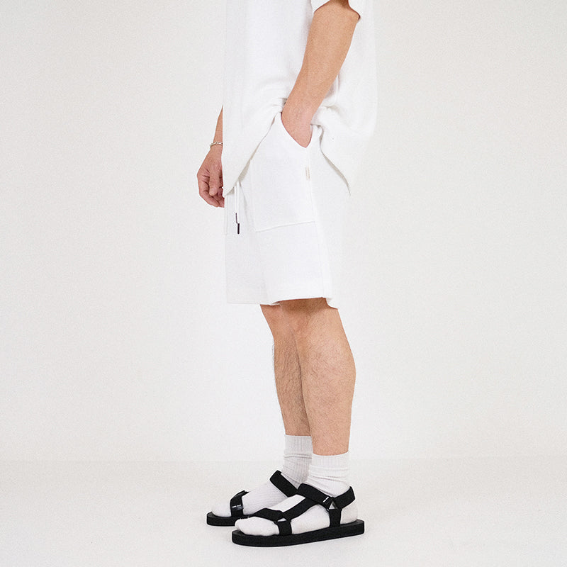 Men Waffle Knit Shorts - Off White - SM2302020A