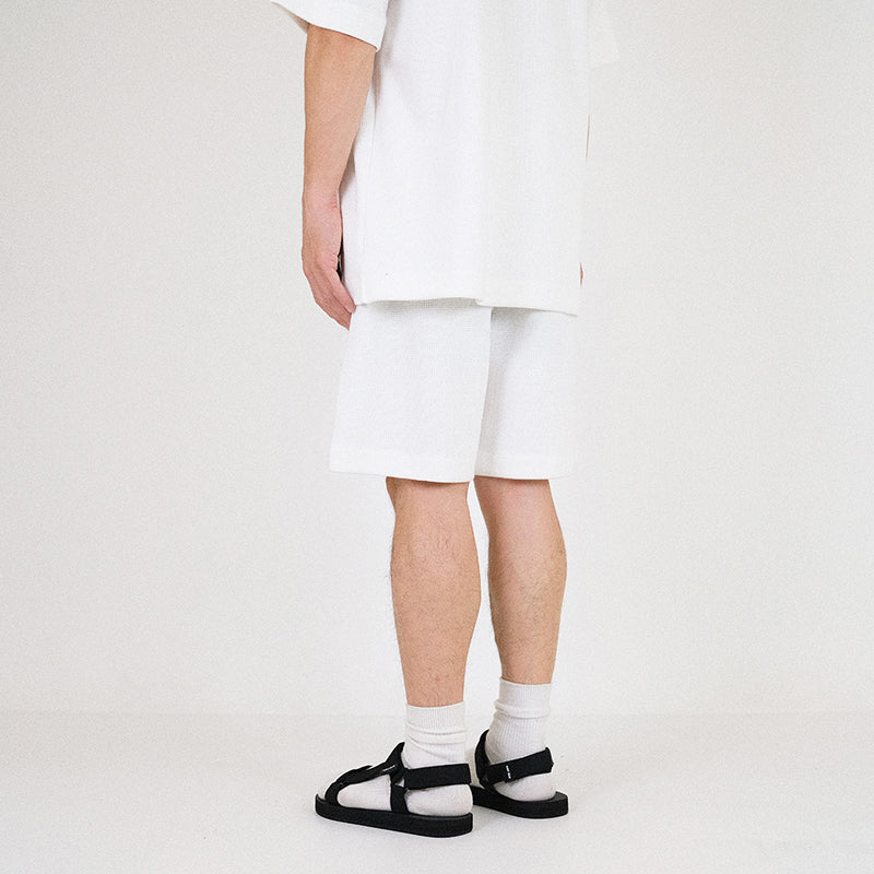 Men Waffle Knit Shorts - Off White - SM2302020A