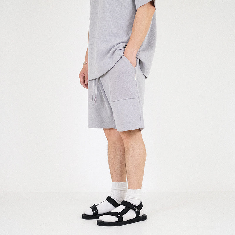 Men Waffle Knit Shorts - Light Grey - SM2302020C