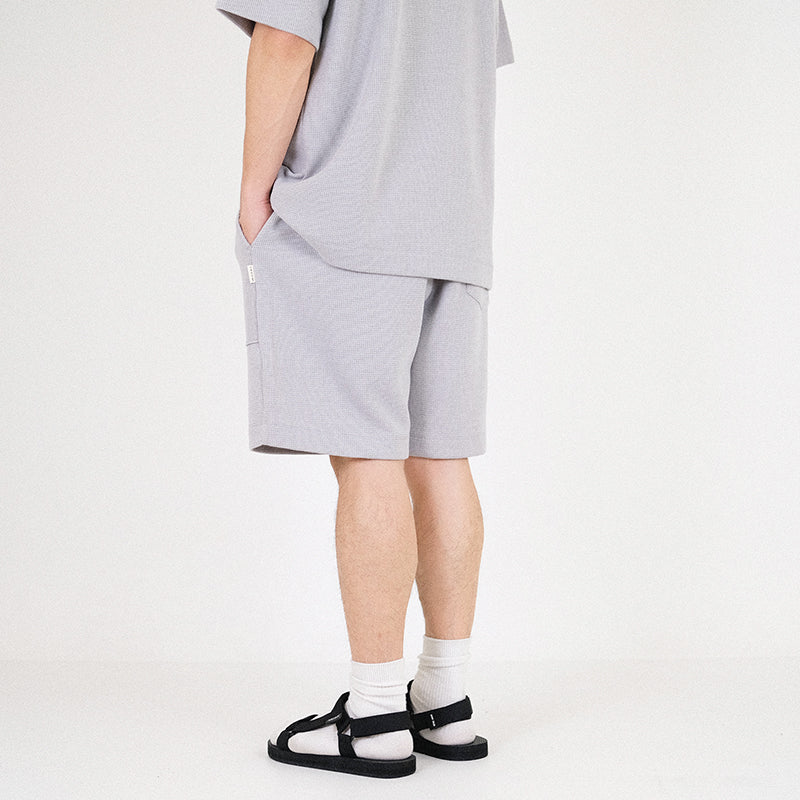 Men Waffle Knit Shorts - Light Grey - SM2302020C