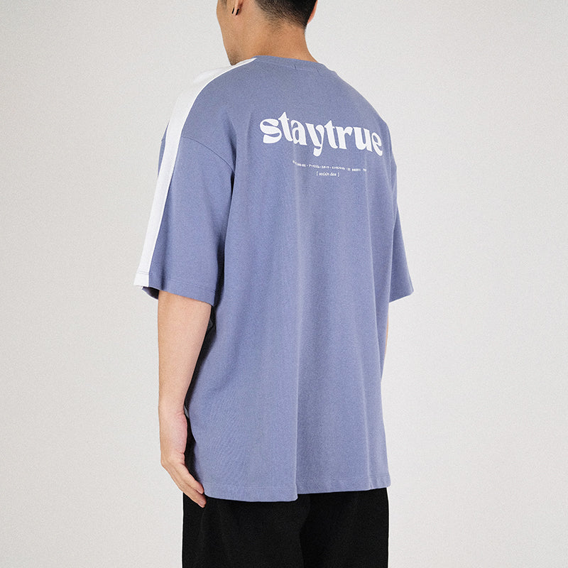 Men Printed Oversized Sweatshirt - Dusty Blue - SM2302021E