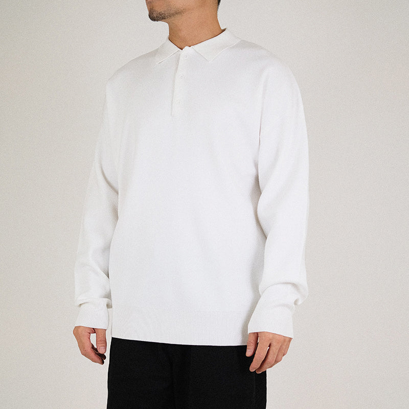 Men Oversized Polo Sweater - Off White - SM2303024B