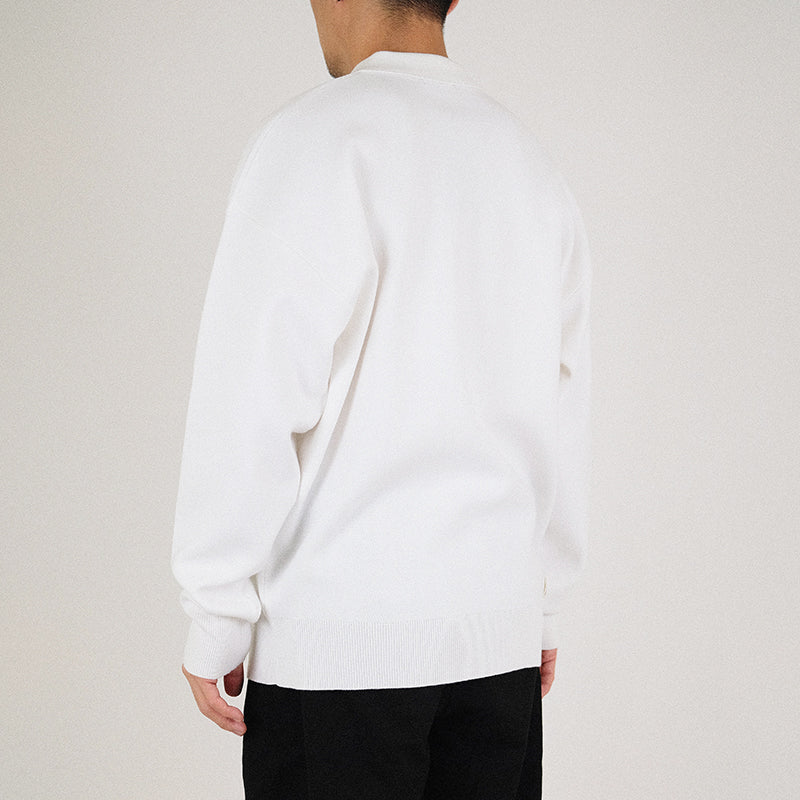 Men Oversized Polo Sweater - Off White - SM2303024B