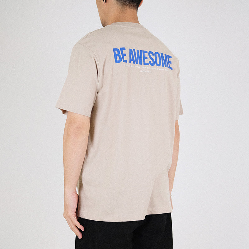 Men Graphic Tee - Beige - SM2303053C