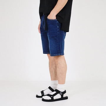 Men Slim Fit Denim Shorts With Belt
 - Dark Blue - SM2304043B