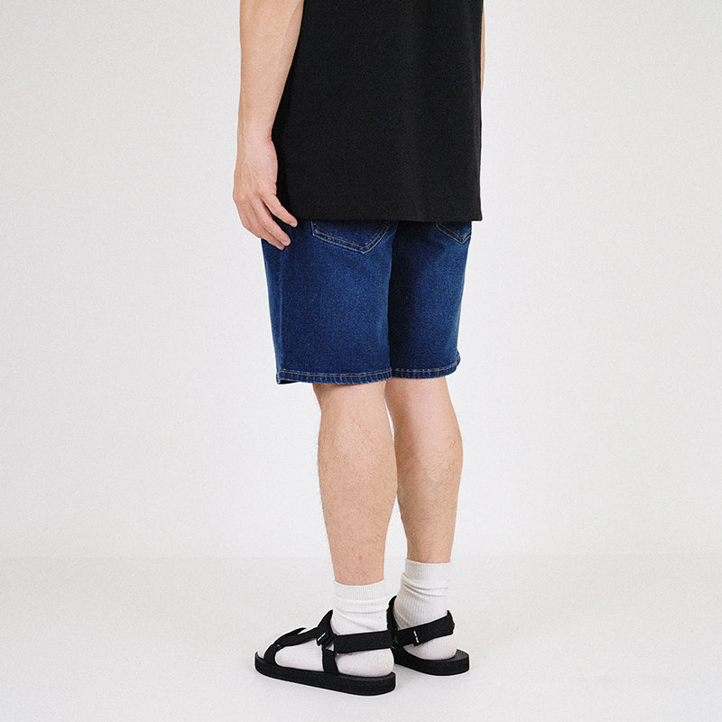 Men Slim Fit Denim Shorts With Belt
 - Dark Blue - SM2304043B