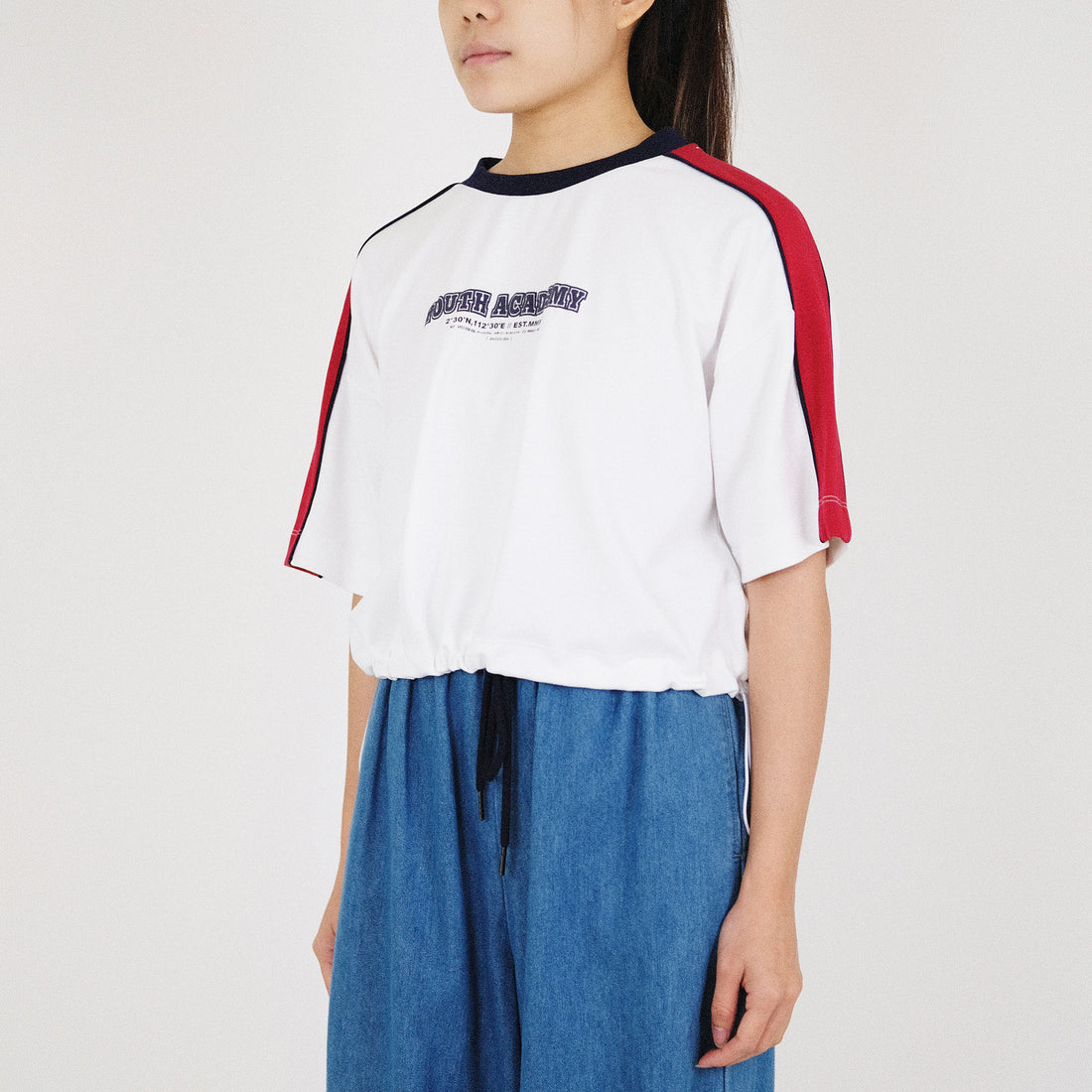 Women Contrast Cropped Top - Off White - SW2210532A