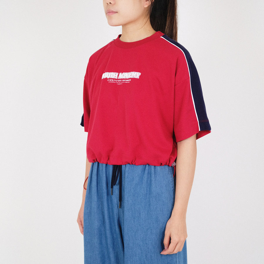 Women Contrast Cropped Top - Red - SW2210532B