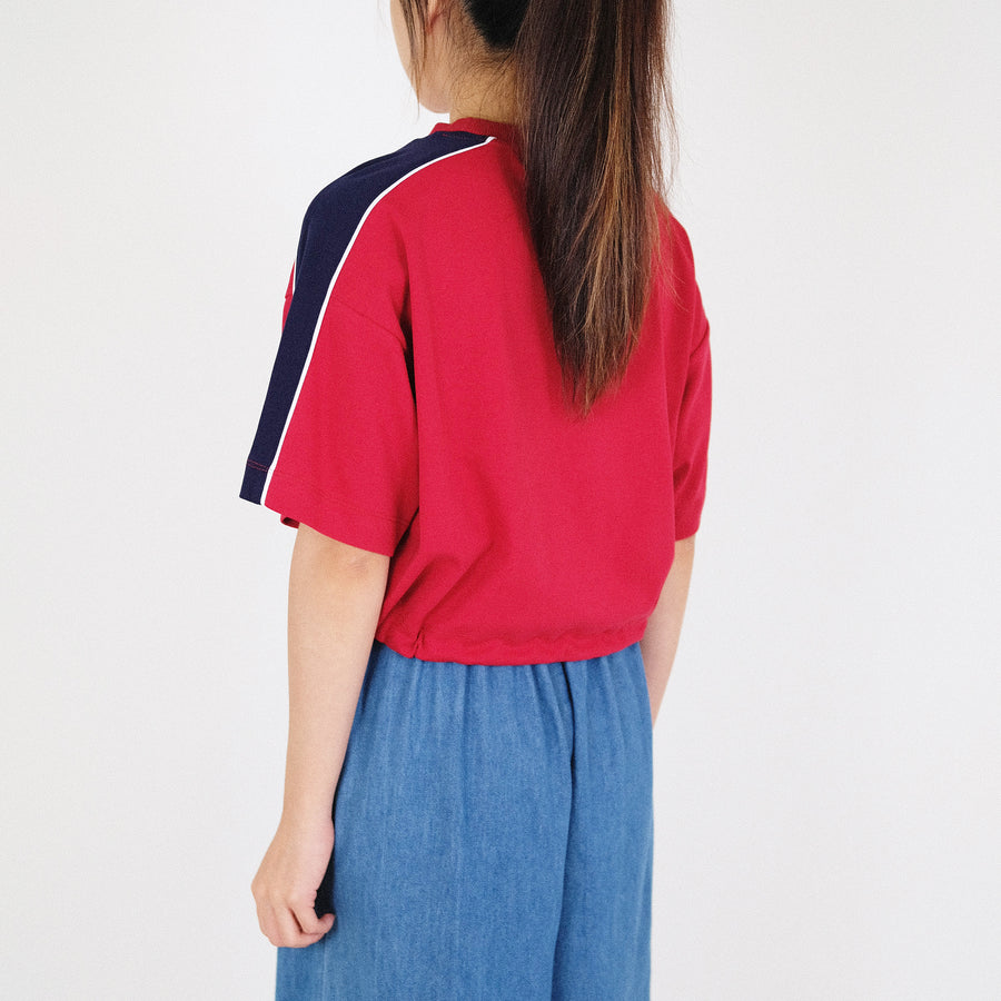 Women Contrast Cropped Top - Red - SW2210532B