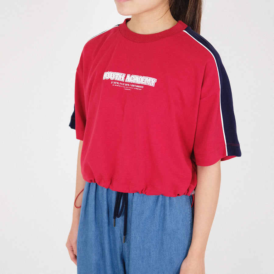 Women Contrast Cropped Top - Red - SW2210532B