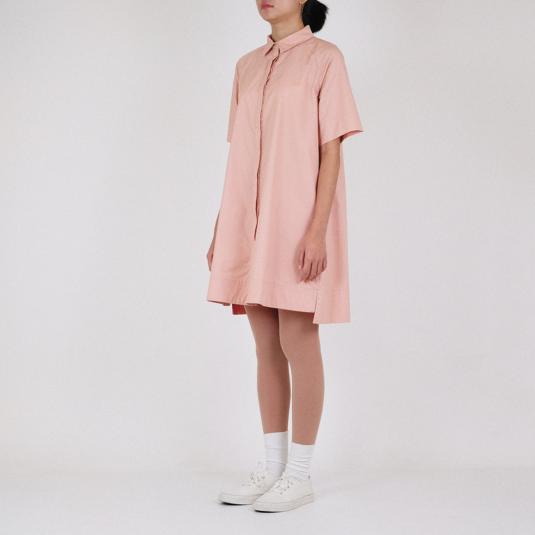 Women Shirt Dress - Dusty Pink - SW2210538A