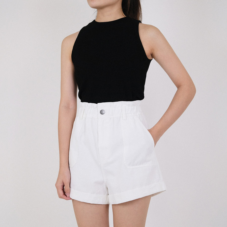 Women Paperbag Shorts - Off White - SW2210542A