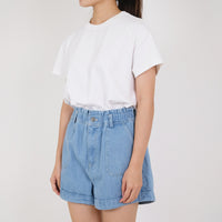Women Paperbag Denim Shorts - Light Blue - SW2210542C