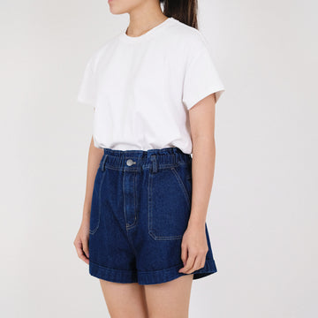 Women Paperbag Denim Shorts - Blue - SW2210542D