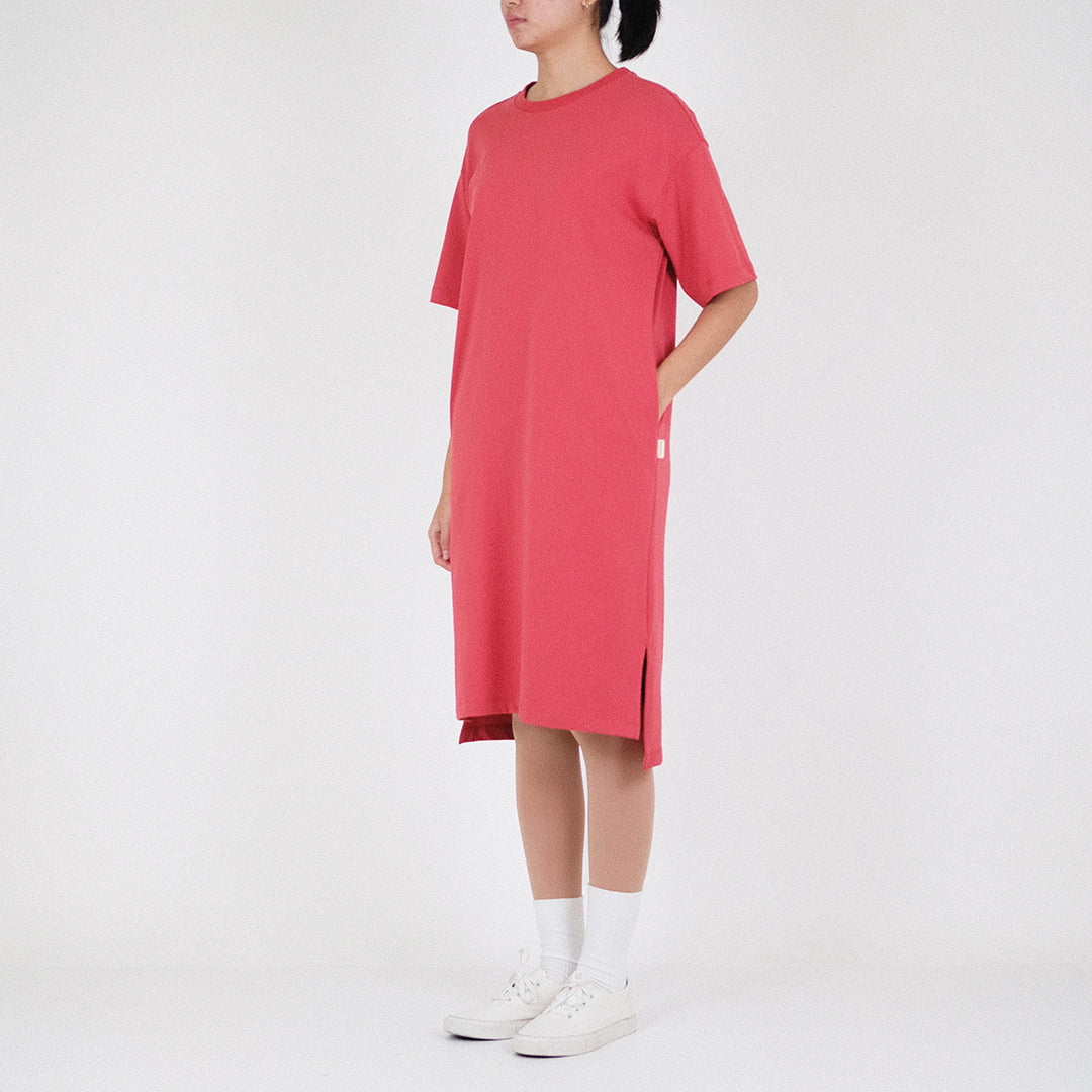 Women Oversized T-shirt Dress
 - Red - SW2211555C