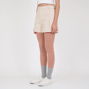 Women Front Detailed Stretch Shorts - Beige - SW2211567A