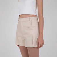 Women Front Detailed Stretch Shorts - Beige - SW2211567A