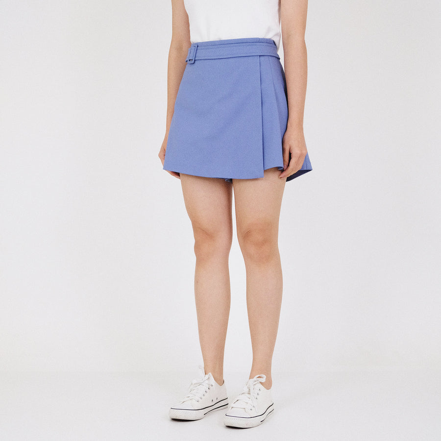 Women Asymmetrical Pleated Skort - Blue - SW2211568A