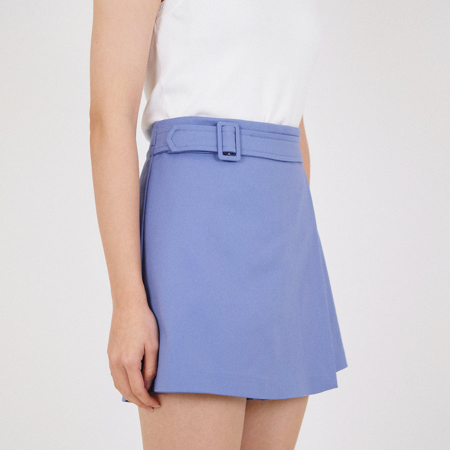 Women Asymmetrical Pleated Skort - Blue - SW2211568A