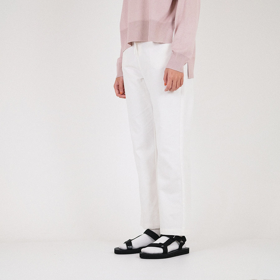 Women Elastic Waist Pants - Off White - SW2211570A