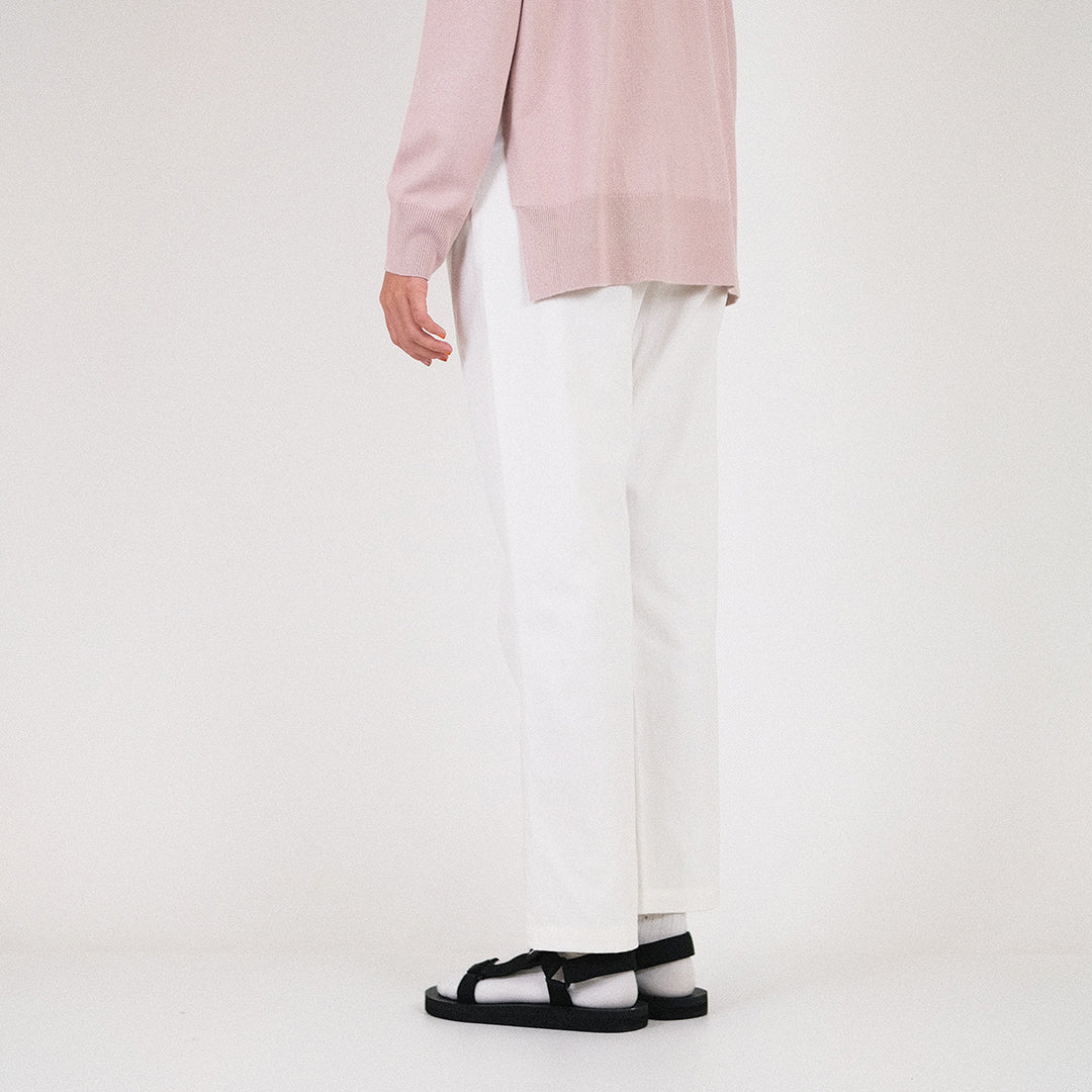 Women Elastic Waist Pants - Off White - SW2211570A