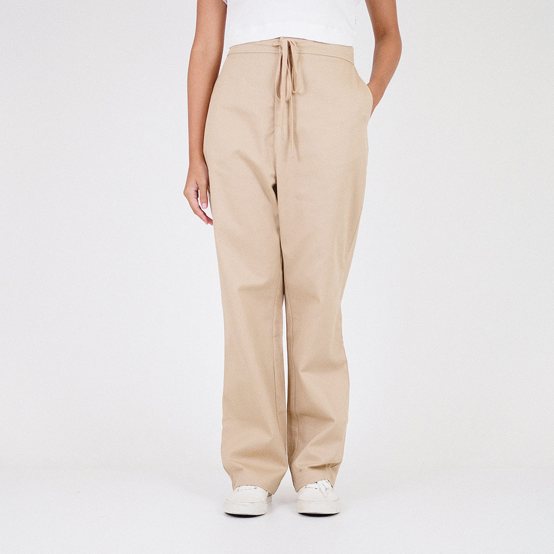 Women Elastic Waist Pants - Khaki - SW2211570B
