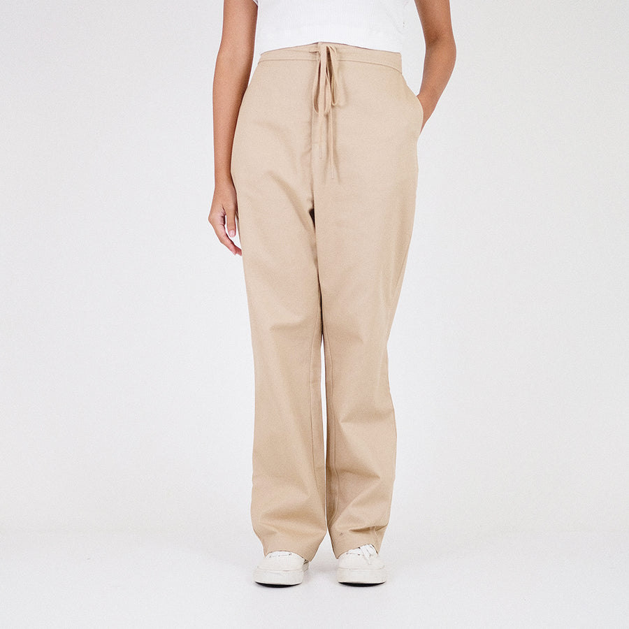 Women Elastic Waist Pants - Khaki - SW2211570B