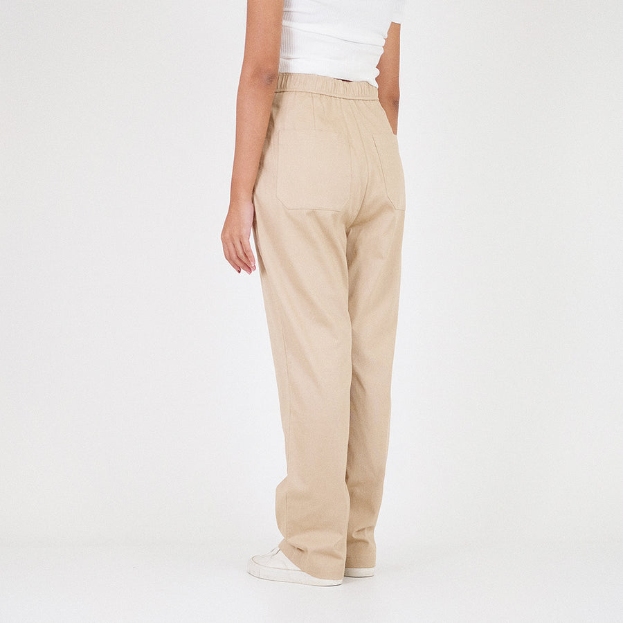 Women Elastic Waist Pants - Khaki - SW2211570B