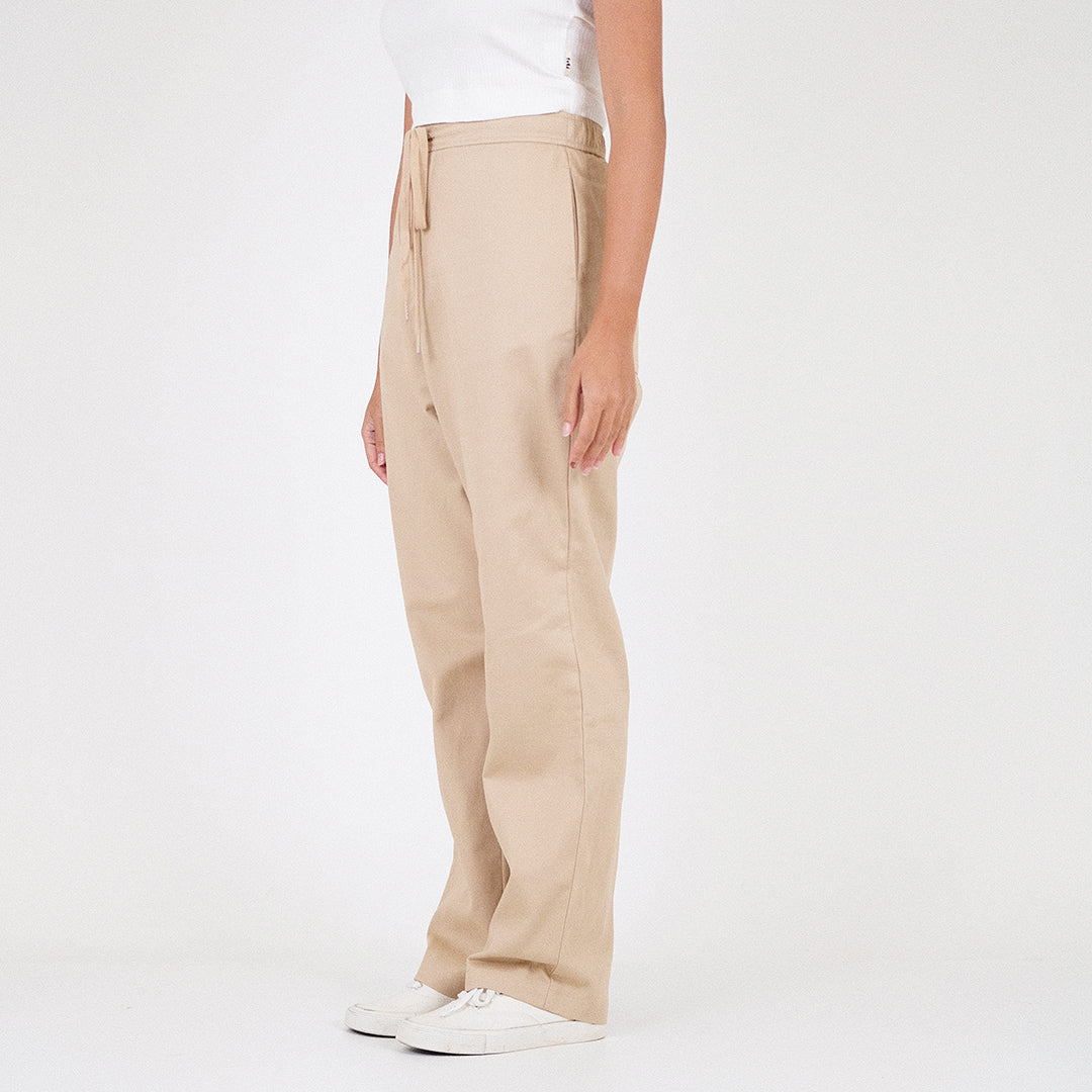 Women Elastic Waist Pants - Khaki - SW2211570B