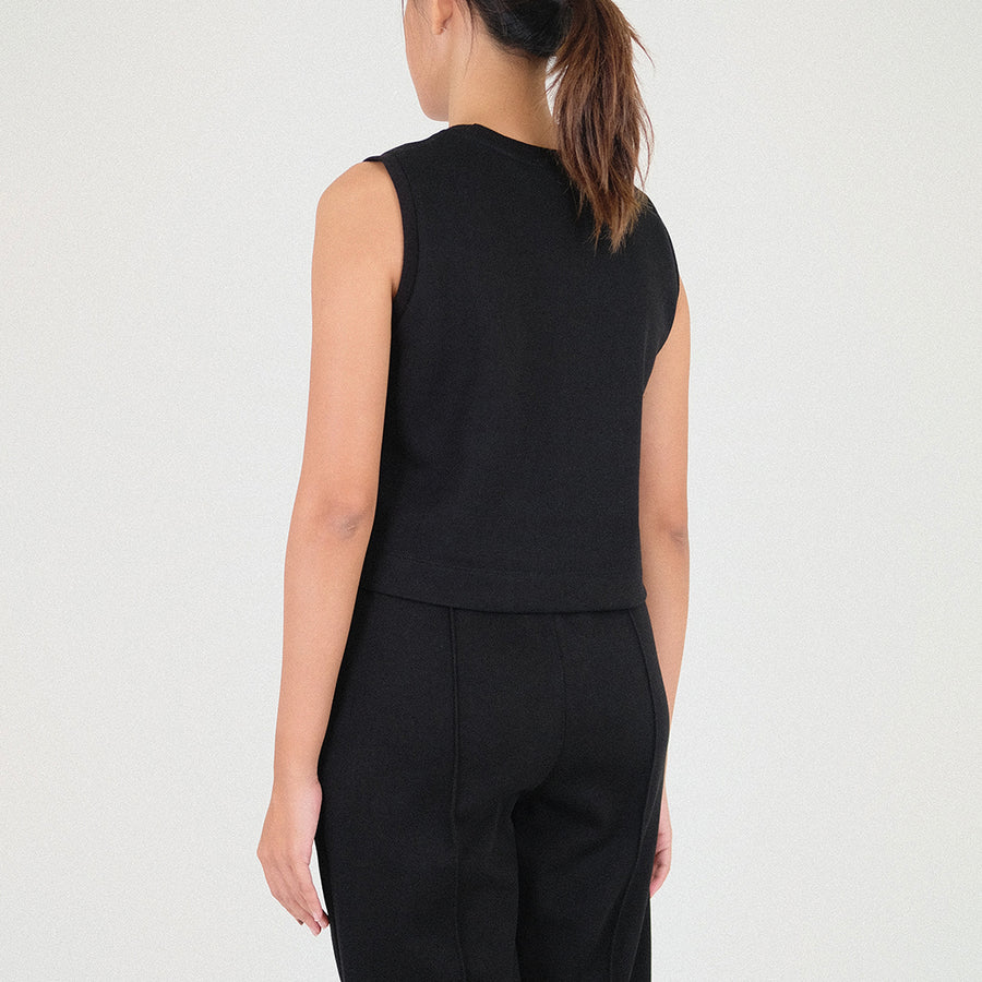 Women Pique Tank Top - Black - SW2212580B