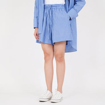 Women Relaxed Elastic Waist Shorts - Blue - SW2212583A