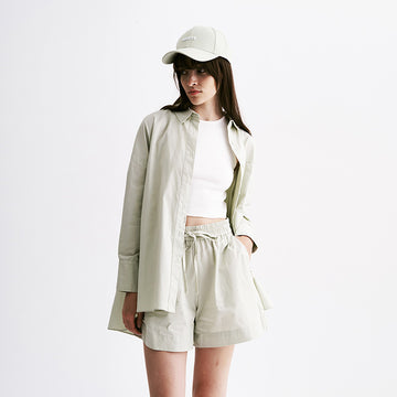 Women Relaxed Elastic Waist Shorts - Light Green - SW2212583B