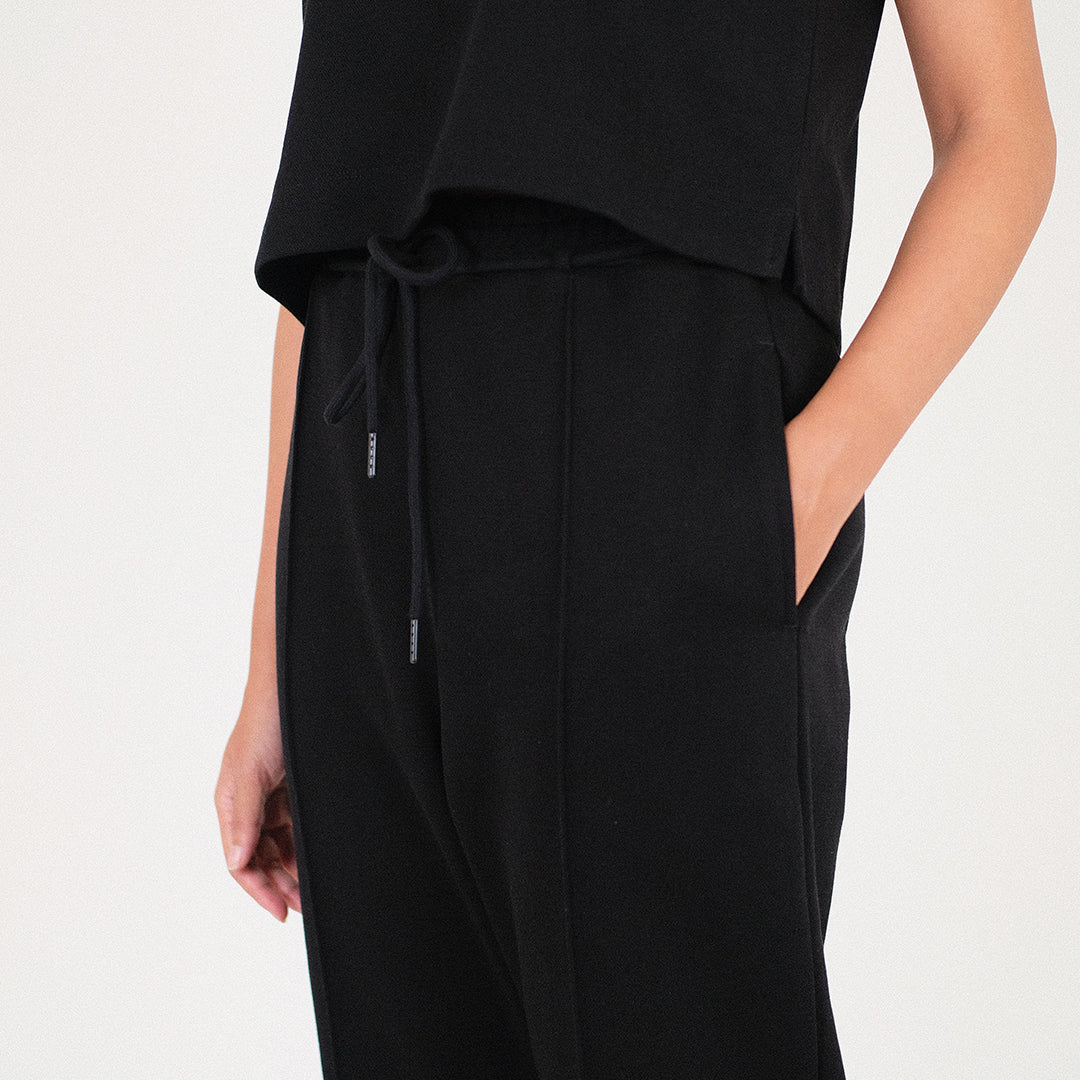 Women Pique Sweatpants - Black - SW2212585B