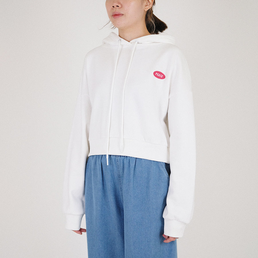 Women Cropped Hoodie - Off White - SW2301008A