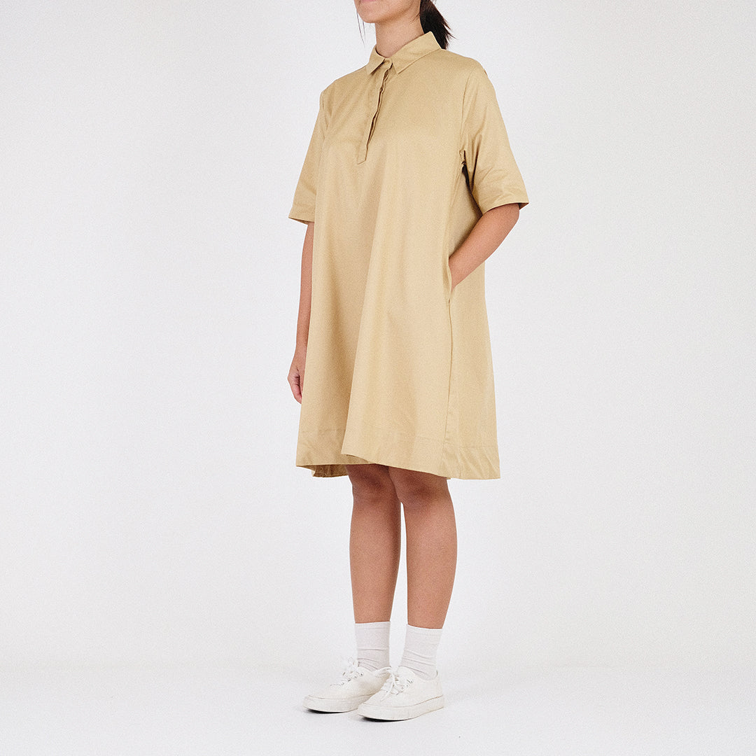 Women Shirt Dress - Khaki - SW2301012B