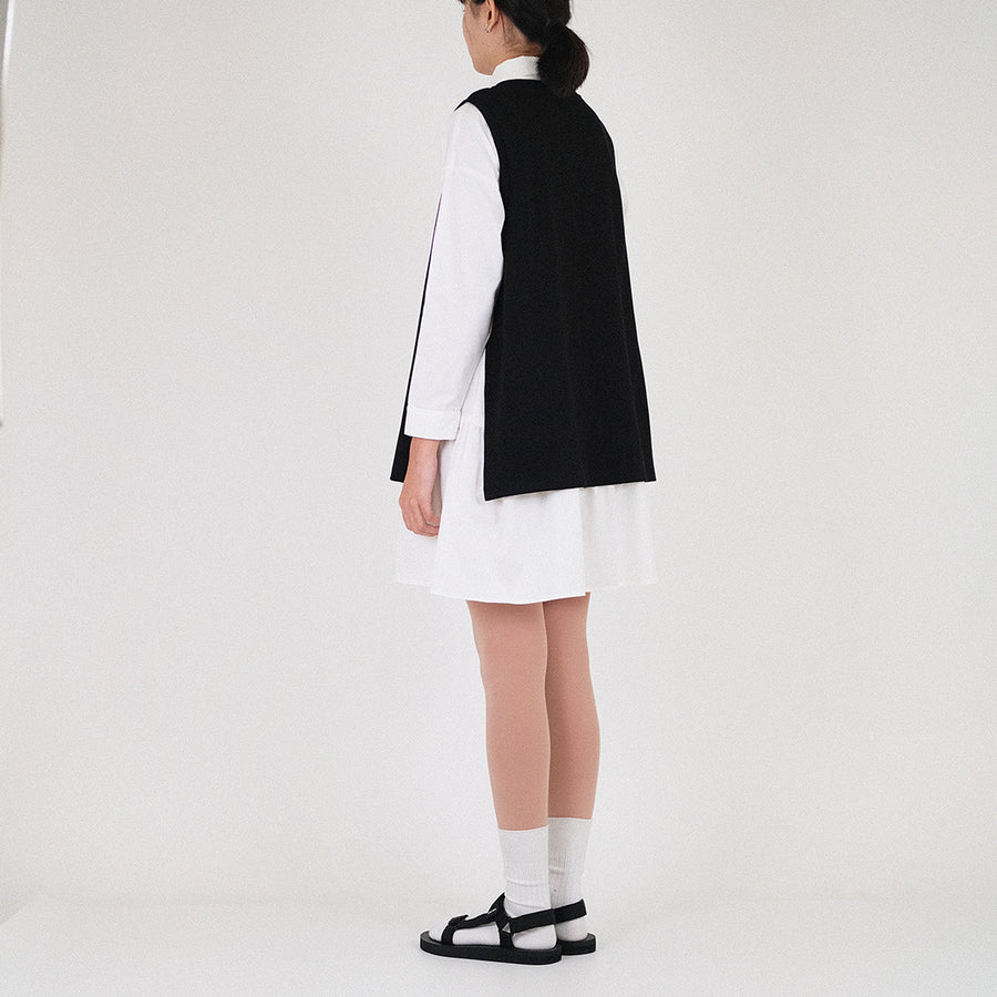 Women 2 in 1 Shirt Dress - Black - SW2301015B