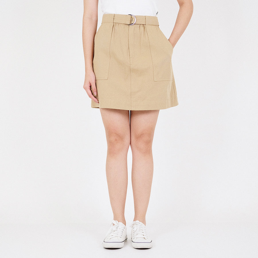 Women Elastic Waist Skirt - Khaki - SW2301017A