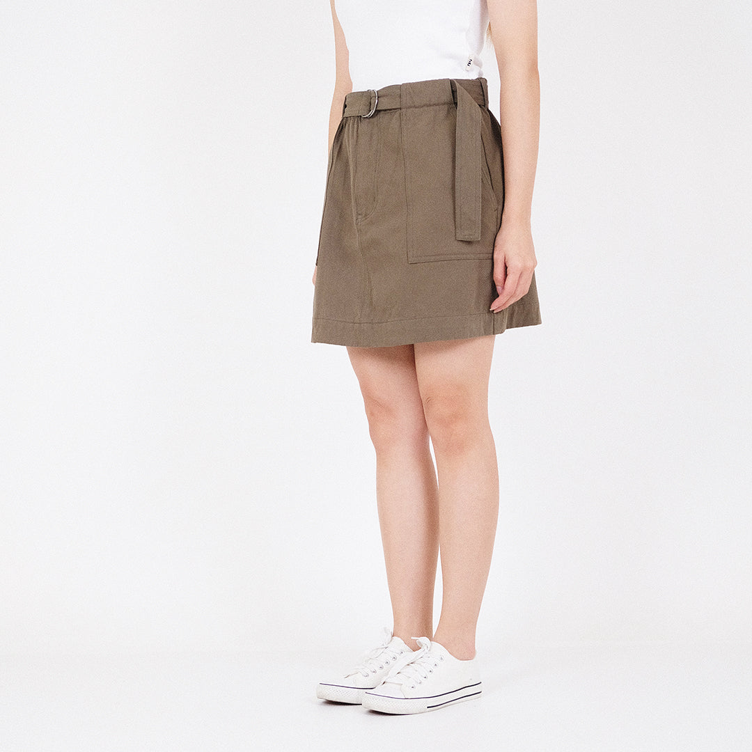 Women Elastic Waist Skirt - Army Green - SW2301017B