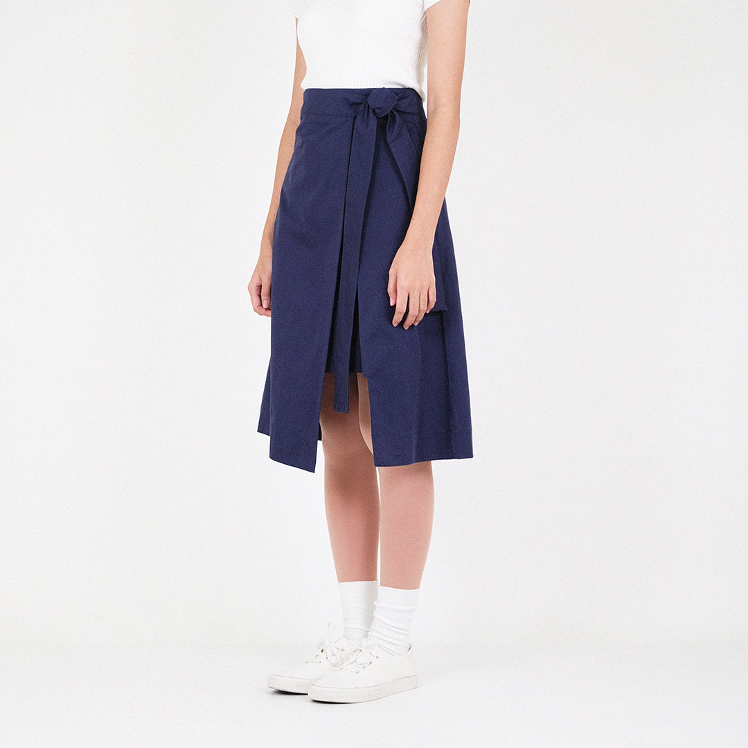 Women Overlap Skirt - Navy - SW2301019B