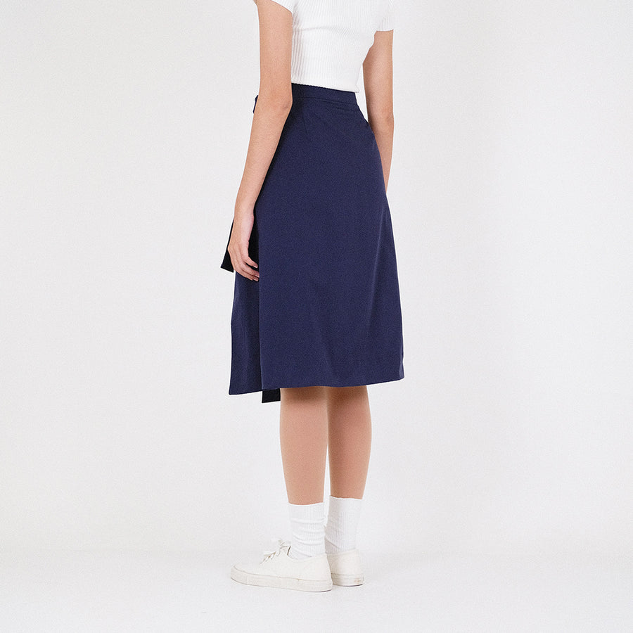 Women Overlap Skirt - Navy - SW2301019B